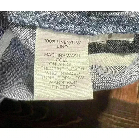 Lou & Grey Sz Small 100% Linen Shift Dress Short Sleeve Blue White Striped - Picture 6 of 6